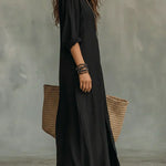 Celine™ | Black Maxi Dress with Buttons