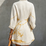 Aliénor | Ivory Crochet Lace V-Neck Mini Dress with Gold Details