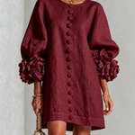 Aurora | Floral-Cuff Button Mini Dress