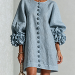 Aurora | Floral-Cuff Button Mini Dress