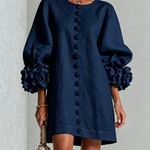 Aurora | Floral-Cuff Button Mini Dress