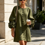 Aurora | Floral-Cuff Button Mini Dress