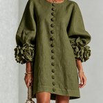 Aurora | Floral-Cuff Button Mini Dress