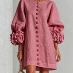 Aurora | Floral-Cuff Button Mini Dress