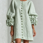 Aurora | Floral-Cuff Button Mini Dress