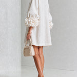 Aurora | Floral-Cuff Button Mini Dress