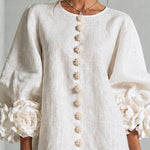 Aurora | Floral-Cuff Button Mini Dress