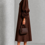 Beverly | Rosette-Cuff Midi Dress