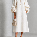 Henrietta | Floral-Cuff Buttoned Midi Dress