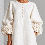 Henrietta | Floral-Cuff Buttoned Midi Dress
