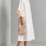 Henrietta | Floral-Cuff Buttoned Midi Dress