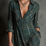 SERAPHINE GREEN-LAPEL DRESS