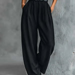 Chic All-Black Two-Piece Set