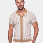 Striped Knit Polo Shirt - Cross & Crown