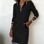 Dorellia | Casual Half-Zip Long Sleeve Dress