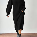 Liora | High-Neck Knit Midi Dress