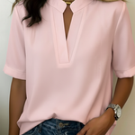 Margaux | Chic V-Neck Blouse with Gold Detail