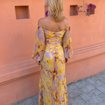 Greta | Long Floral Dress with a Deep Neckline