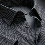 ASHFORD BLACK MAZE PATTERN SHIRT
