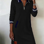 Dorellia | Casual Half-Zip Long Sleeve Dress