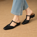 Luva Genuine Leather T-Strap Mules