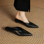 Lema Glossy Leather Pointed-Toe Mules