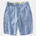 Bleu Horizon Linen Shorts - Cross & Crown