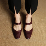 Cavie Genuine Leather Square-Toe Mules