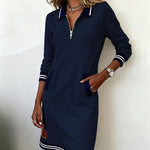 Dorellia | Casual Half-Zip Long Sleeve Dress