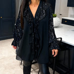Loose Solid Color Blouses with Ruffles