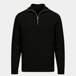Premium Cable-Knit Zip Neck Sweater - Cross & Crown