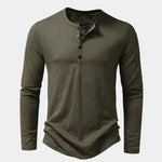 Henley Neck Long Sleeve T-Shirt - Cross & Crown