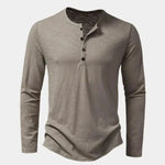 Henley Neck Long Sleeve T-Shirt - Cross & Crown