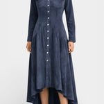 Kélia Retro Midi Dress With Asymmetrical Hem & Flap Pockets