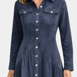 Kélia Retro Midi Dress With Asymmetrical Hem & Flap Pockets