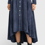 Kélia Retro Midi Dress With Asymmetrical Hem & Flap Pockets