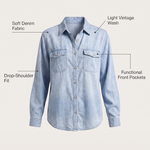 CELESTE BUTTON DENIM TOP