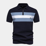 Classic Fit Quarter Zip Business Casual Short Sleeves Polo - Cross & Crown