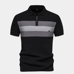 Classic Fit Quarter Zip Business Casual Short Sleeves Polo - Cross & Crown