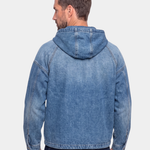 Artisan Denim Smock Quarter Zip Hooded Jacket - Cross & Crown