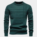 Cotton Knitted Stripped Crew Neck Pullover Sweater - Cross & Crown