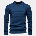 Cotton Knitted Stripped Crew Neck Pullover Sweater - Cross & Crown