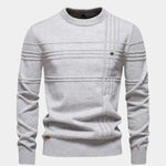 Cotton Knitted Stripped Crew Neck Pullover Sweater - Cross & Crown