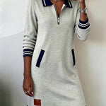 Dorellia | Casual Half-Zip Long Sleeve Dress