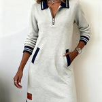 Dorellia | Casual Half-Zip Long Sleeve Dress