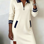 Dorellia | Casual Half-Zip Long Sleeve Dress