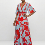 Corinne | V Neck Short Sleeve Floral Maxi Dress