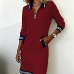 Dorellia | Casual Half-Zip Long Sleeve Dress