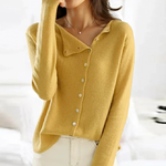 Baumwoll-Kaschmirmix-Strickjacke mit asymmetrischem Knopfverschluss in Anthrazit