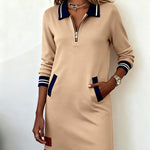 Dorellia | Casual Half-Zip Long Sleeve Dress